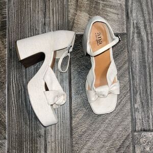 Ana cotton fabric cream colored platform 4” sandals